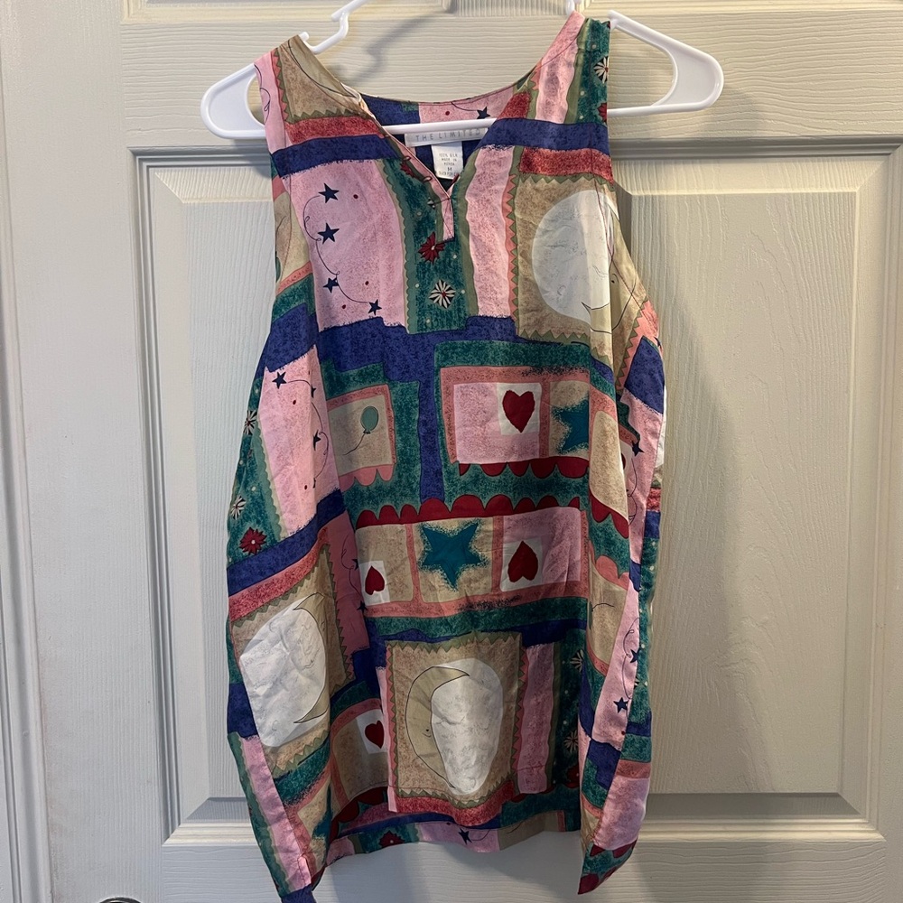 The Limited Multicolor Sleeveless 100% Silk Blouse